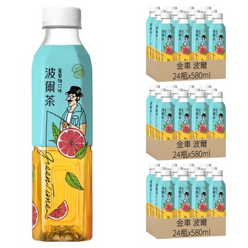 金車 波爾 波爾茶 葡萄柚風味  580ml  72瓶