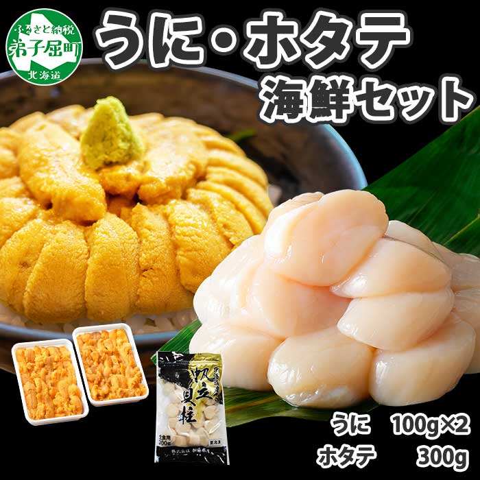 1728. うに ホタテ 豪華 海鮮 セット 4人前 ウニ チリ産 冷凍 200g ほたて 300g 雲丹 帆立 丼 刺身 送料無料 北海道 弟子屈町