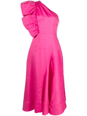Aje - Bonjour one-shoulder dress - women - Cotton/Linen/Flax/Polyester/Viscose - 16 - Pink