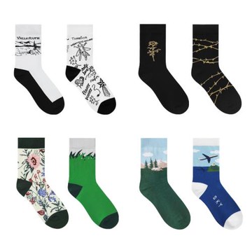 復古提花彈力男女春秋冬個性百搭潮中筒棉襪 山谷少年原創設計