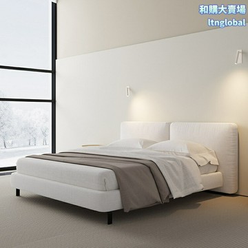 【意式極簡】婚床主臥床 雙人床 布藝床 軟包床 簡約設計 小戶型適用 1.8米大床 高密度海綿 舒適靠背 婚房臥室搭配