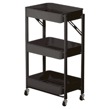 ONE HOUSE 免安裝折疊收納推車 LM-K313-1  黑色  3層