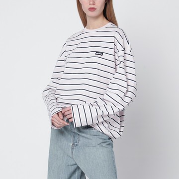 Pink striped oversized long-sleeve T-shirt