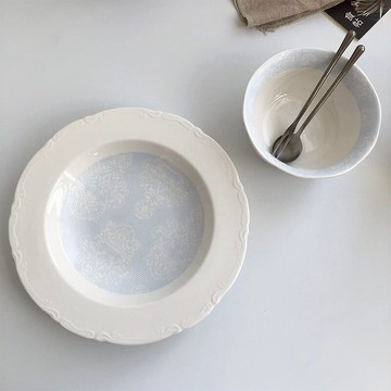 「About Life」法式花邊盤ins風浮雕白盤好看的盤子宮廷風甜品盤