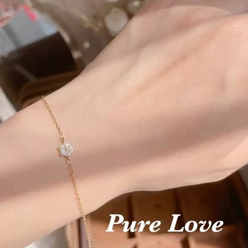 Pure Love樂芙 / 正韓 銀飾【S925純銀】B0918簡約通體純銀迷你花瓣小雛菊花朵纖細手鏈 / 金