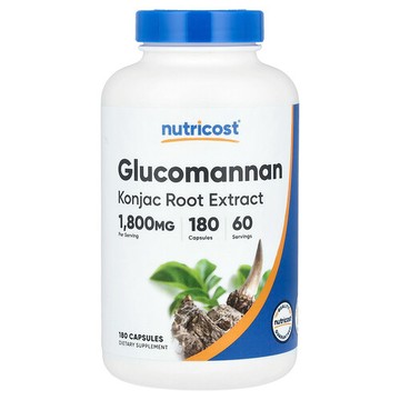 Nutricost, 葡甘露聚糖，魔芋根提取物，1800 毫克，180 粒膠囊（每粒膠囊 600 毫克）