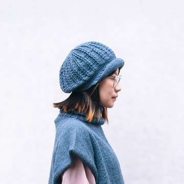 手織羊毛_麵包報童帽-午夜海藍_公平貿易