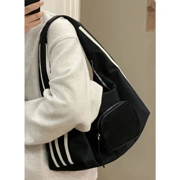 UR條紋尼龍托特包女2025新款大容量通勤單肩帆布包大單肩托特包