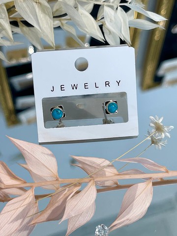 復古硫化方型藍松石6.2mmx6.2mm單針平安護身符