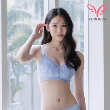 【YURUBRA】來說晚安內衣 集中 包覆 大罩杯 無鋼圈 ※0781天藍