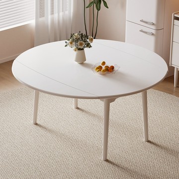 【HappyLife】實木岩板伸縮餐桌 130公分 Y12265奶白