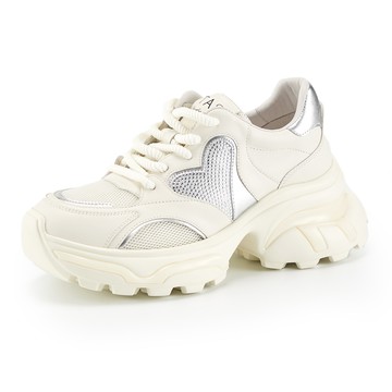 TAS 愛心網鑽真皮綁帶厚底老爹鞋 米白#44705