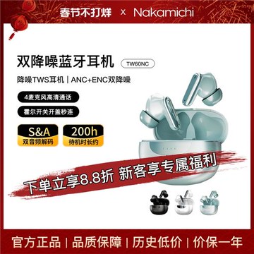 Nakamichi中道藍牙耳機主動降噪通話降噪藍牙耳機 長效續航TW60NC