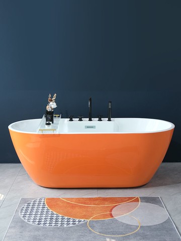 免運 浴缸浴盆 浴缸家用小戶型獨立式一體彩色亞克力浴缸酒店名宿水療spa浴盆