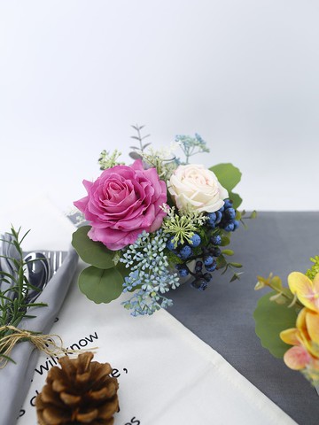 水感紫玫瑰藍莓果香氛花藝/擬真花/禮物/桌花/仿真花/佈置