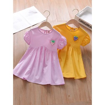 女童連衣裙夏裝2025新款兒童短袖裙子洋氣純色韓版寶寶公主裙夏季