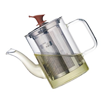 HouseKeeper 妙管家 玻璃濾泡壺 16.2 x 8.2 x 13.6cm  透明 + 銀色 + 咖啡色  450ml  1個