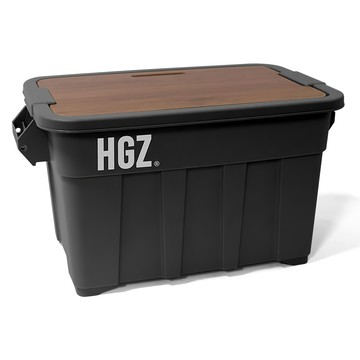 HIGHGRNDZ 露營收納箱 75公升 + 木質上蓋 套組  黑色  1層  1個