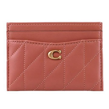 COACH CM434 經典C LOGO絎縫皮革隨身卡片夾.深桃