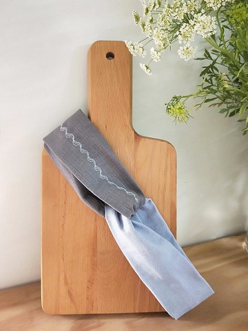 交叉髮帶-細版鬆緊(雲霧電繡)