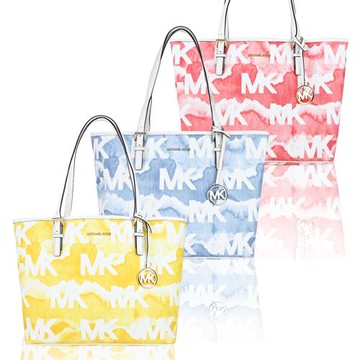 MICHAEL KORS JET SET噴墨滿版LOGO托特包-(中/多色選)