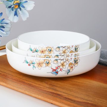 4個骨瓷盤子菜盤家用深口窩盤拌面盤沙拉盤湯盤歐式陶瓷創意餐具