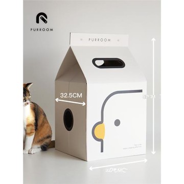 PURROOM小雞牛奶盒子貓抓板貓窩貓咪別墅立式房子瓦楞紙貓房子