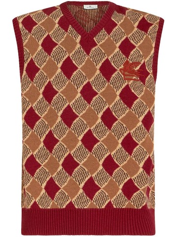 ETRO - logo-embroidered sleeveless wool vest - men - Wool - XXL