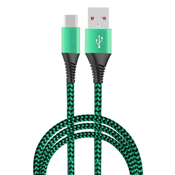 Kinyo Micro USB 交錯格紋極速充電傳輸線 USB-B08 39.6g  2m  綠色  1條