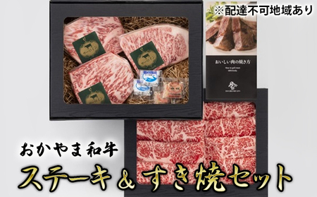 おかやま 和牛肉 A5 等級 満喫セット 合計約800g（ サーロインステーキ 約450g  すき焼・しゃぶしゃぶ用 ローススライス 約350g） 牛 赤身 肉 牛肉 冷凍