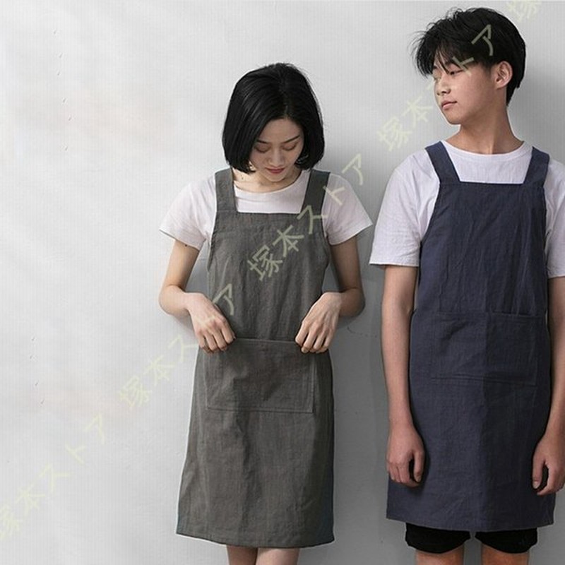 エプロン おしゃれ カフェエプロン シンプル メンズ リネン 前掛け 女性用 男女兼用 結ぶエプロン 黒 限定販売 男女兼用