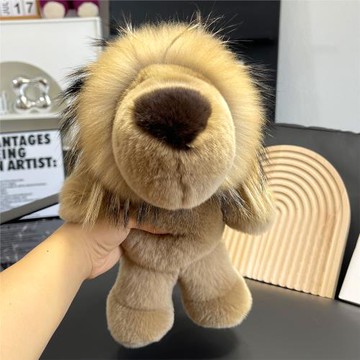 可愛真獺兔毛大獅子背包包掛件皮草抱枕毛絨玩偶公仔兒童生日禮物
