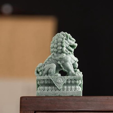 中式醒獅茶寵青砂石獅子茶玩可養家用茶桌桌面裝飾造景吉祥物擺件