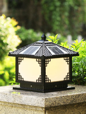 太陽能柱頭燈戶外防水庭院燈新中式室外別墅花園大門圍墻柱子柱燈