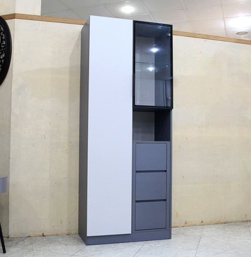 【歐風別館】誠品亞麻灰色雙色展示櫃【基隆至台中免運費】