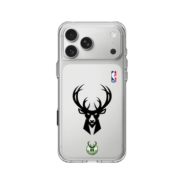 iPhone 17 Pro Max Clear Case（相機按鈕） 透明 - NBA - B&W-密爾瓦基公鹿 Milwaukee Bucks B&W