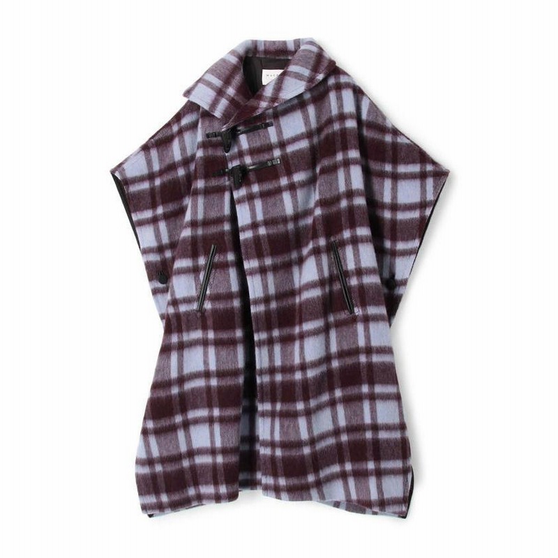 MACPHEE シャギーチェック フーデッドポンチョ MACPHEE シャギーチェック フーデッドポンチョ