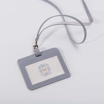 Mercury 真皮橫式識別證套 深藍