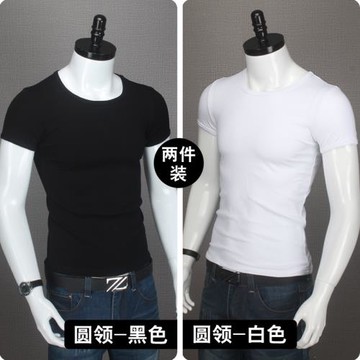 短袖男女T恤純色打底d修身上衣2件裝精神小伙精神妹妹情侶裝短袖