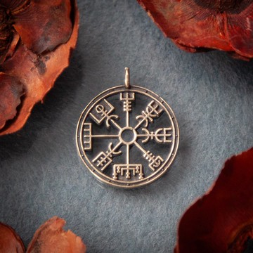 維京羅盤吊墜。北歐符文項鍊。旅人飾品