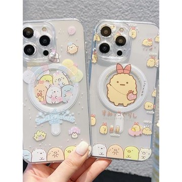 卡通磁吸支架白熊卡通角落小伙伴生物Magsafe磁吸適用iPhone15Promax手機殼16炸蝦尾蘋果14Pro保護套13可愛12