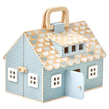 Teamson Kids 便攜式木製童話娃娃屋，帶手提屋、櫥櫃、衣櫃等  TD-13876B  1組