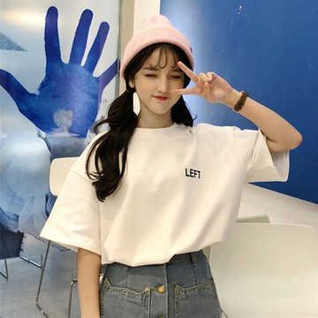 韓版圓領字母長版上衣【T204】