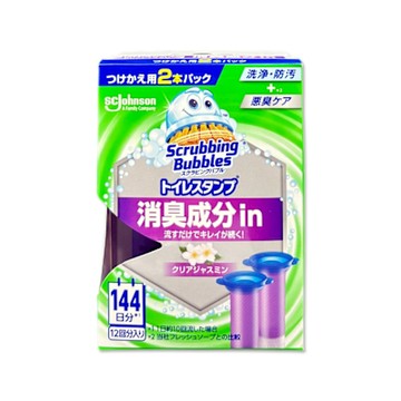日本SC Johnson莊臣-洗淨防污馬桶凝膠清潔補充管38gx2支/盒(本品不含推桿,衛浴廁所用免刷洗香氛凍,鑽石造型可沖約1440次)