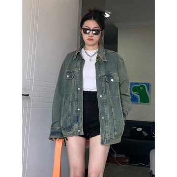 oversize做舊夾克上衣牛仔外套