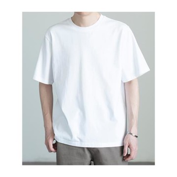 寫意夏季新款重磅全棉純色短袖T恤日系簡約百搭圓領打底衫汗衫男t