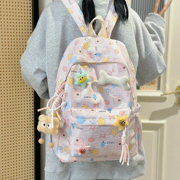 书包女初中女生ins2025新款高颜值大学生轻便背包可爱卡通双肩包【益三和】可開發票