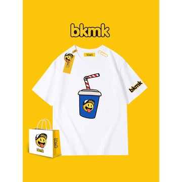 bkmk笑臉潮牌2025夏新款男女情侶同款寬松百搭高街純棉短袖T恤