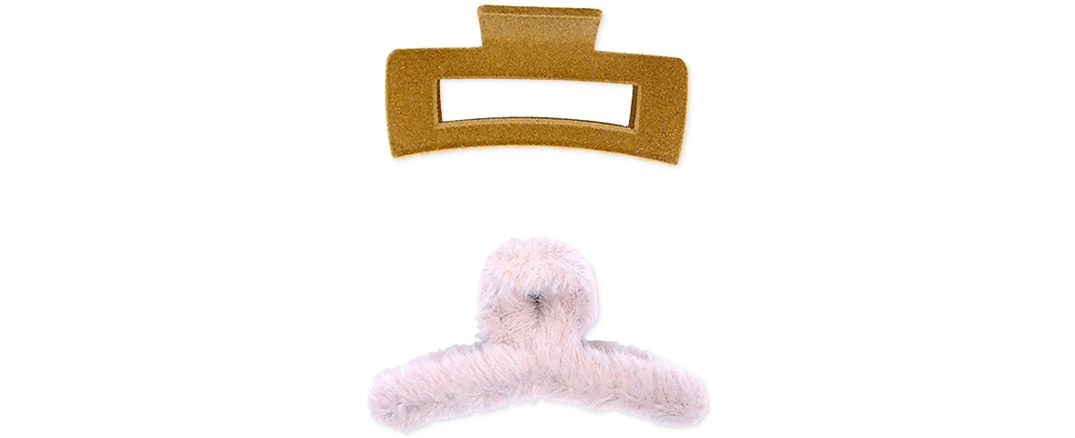 I.n.c. International Concepts 2-Pc. Velveteen & Faux-Fur Hair Claw Clip Set, Created for Macy's