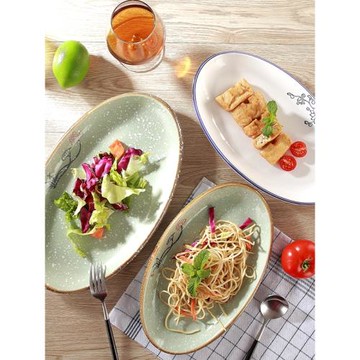 蘭花陶瓷超大清蒸魚盤 家用酒店餐廳菜盤子 魚盤子家用創意個性